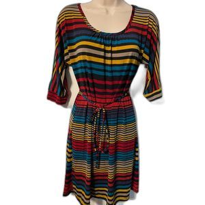 Ellen Parker Striped Midi Dress S